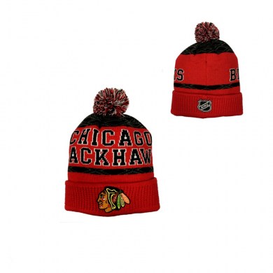 nhl, zimná, čiapka, puck, pattern, cuffed, call, CHICAGO, BLACKHAWKS, junior